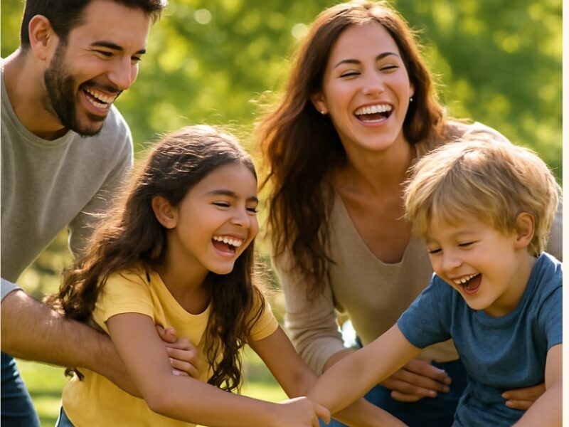 Rodzina spędzająca czas na świeżym powietrzu